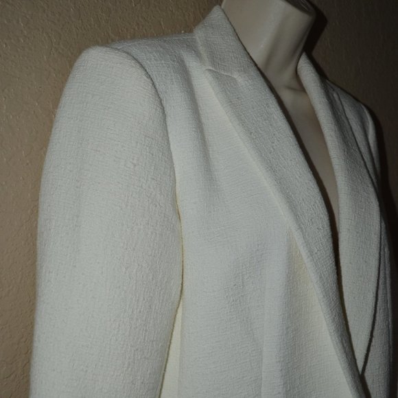 Sz 4 Theory White Texturedsingle Button Jacket Blazer - Picture 3 of 7